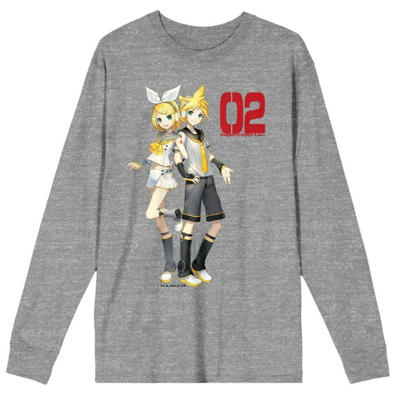 Hatsune Miku Rin & Len 02 Crew Neck Long Sleeve Sport Heather Women's Tee-Large