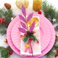 thumbnail image 7 of 20 Pieces Glittered Artificial Leaf Spray Picks 13" Tall for Christmas Winter Wedding Wreath Tree Floral Arrangment Vase Bouquets Table Centerpieces Decoration (Pink), 7 of 7