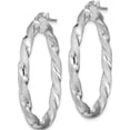 thumbnail image 2 of Sterling Silver Rh-Plated Satin Polished Twisted 3X35mm Hoop Earrings (38.1 X 36.8) Made In Italy qe13186, 2 of 5