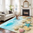 thumbnail image 2 of 6'x9' Area Rugs, Blue Summer Beach Indoor Outdoor Area Rug for Living Room Bedroom, Coastal Starfish Shell Nautical Waves Washable Bathroom Rugs Kitchen Floor Carpet Mats Home Decor Aesthetic, 2 of 8