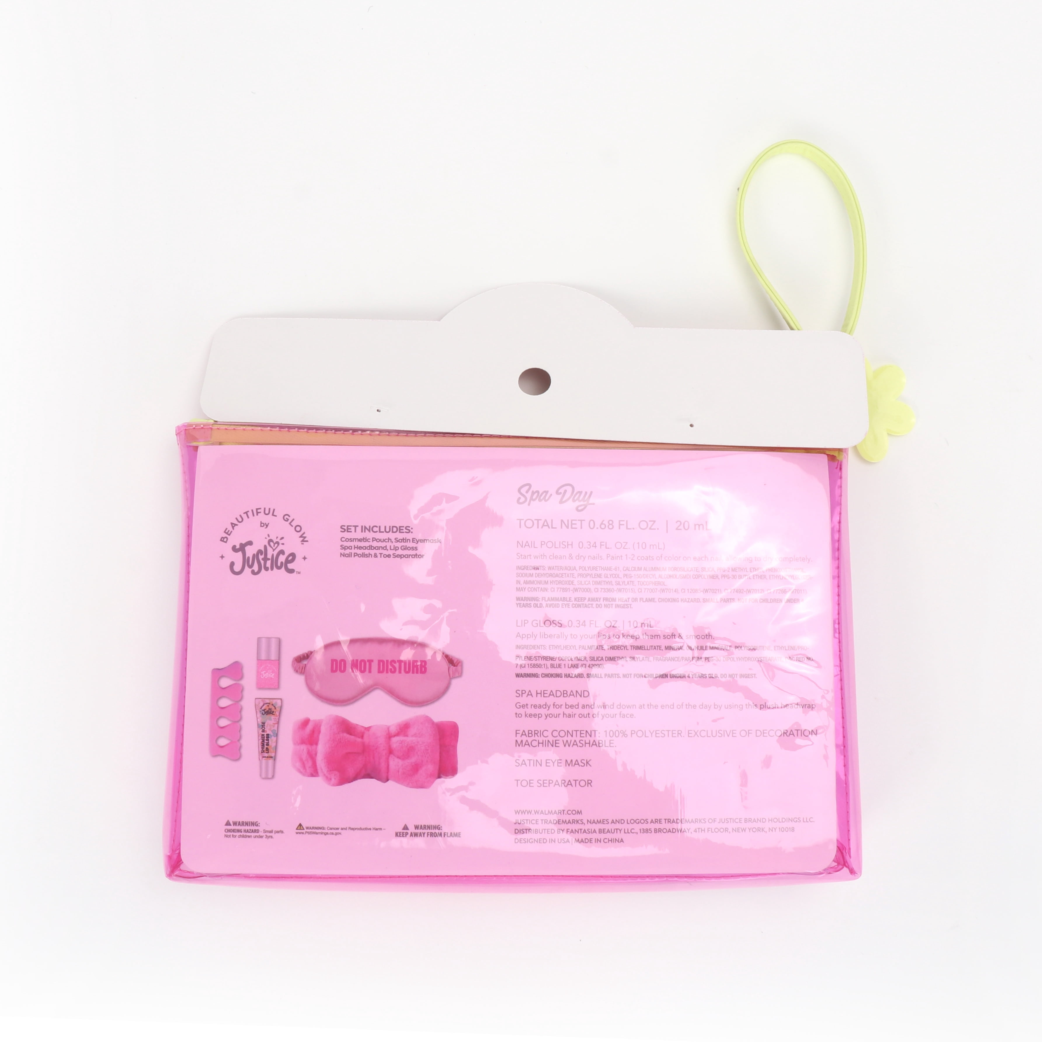 Justice Girl's Spa Day and Wristlet Pouch Set, 6-Piece Set, Pink