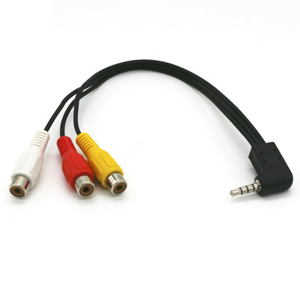 2Pcs 3.5Mm 90 Degree Jack Plug Male To 3 Rca Female Adapter Cable For Audio Video
