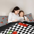 thumbnail image 5 of Castle Fairy Cute Fruit Cherry Twin Comforter Sets,Vintage Geometric Checkered Bedding Set, 5 of 8