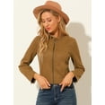 thumbnail image 3 of Chaqueta de Gamuza Sintética Allegra K Cuello Alto Marrón L, 3 of 6