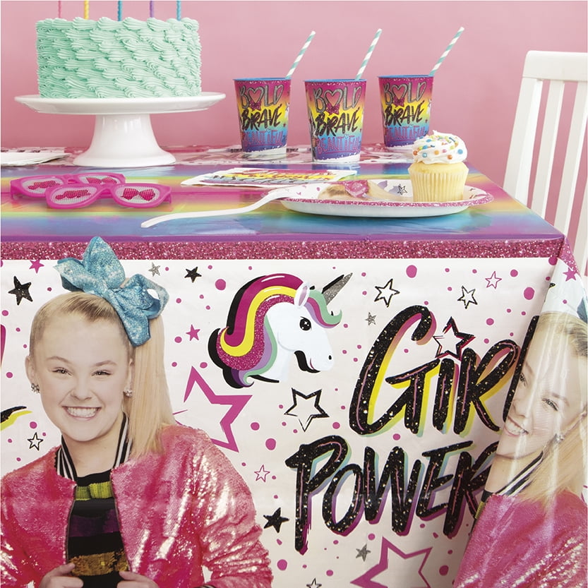 Jojo Siwa Pink Girls Birthday Party Tableware Set Napkin Plates Table Cover 25pc 