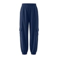 thumbnail image 5 of Amidoa Boys Cotton Linen Cargo Pants- Casual Elastic waist Lightweight Relaxed Fit Kids Summer Joggers Blue Size 6-14, 5 of 6