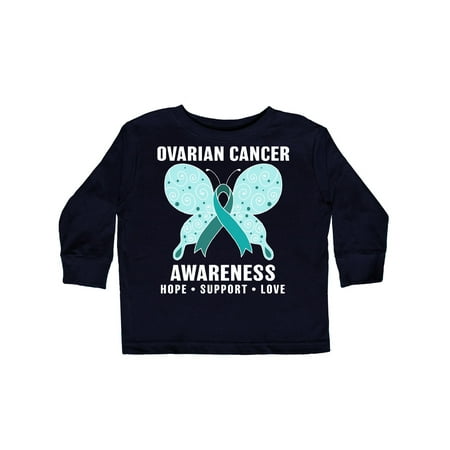 

Inktastic Ovarian Cancer Awareness Hope Support and Love Gift Toddler Boy or Toddler Girl Long Sleeve T-Shirt