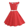 thumbnail image 4 of Gubotare Girls Holiday Dresses Girls Dresses Ruffle Sleeve Dress Flutter Hem A-Line Swing Pleated Tiered Casual Party Dress Size 8-9 (Red,8-9 Years), 4 of 9
