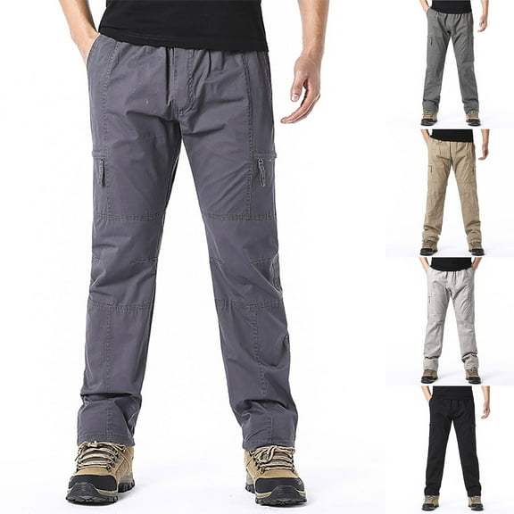 ZRGHAOYLQ Big and Tall Tactical Pants for Men Military Outdoor Hiking Pants Active Straight Wide Leg Workout Trousers Athletic Elastic Waist Joggers Pants with Pockets