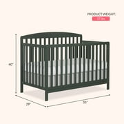 Dream On Me Odelle 5-in-1 Convertible Crib, Converts from Baby Crib to Toddler Bed, Day Bed, Kids Bed Size Bed, Three Adjustable Mattress Height Positions, Forest Green