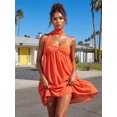 thumbnail image 4 of LMLYSoH Women's Tube Top Mini Dress Summer Fashionable Strapless Sleeveless Sweetheart Neck Dress with Scarf, 4 of 9