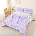 thumbnail image 2 of Erosebridal Purple Buffalo Grid Queen Comforter Set For Kids,Kawaii Bow Letter W Monogrammed Bedding Comforter Set,Colorful Stars Reversible,3 Pieces, 2 of 7
