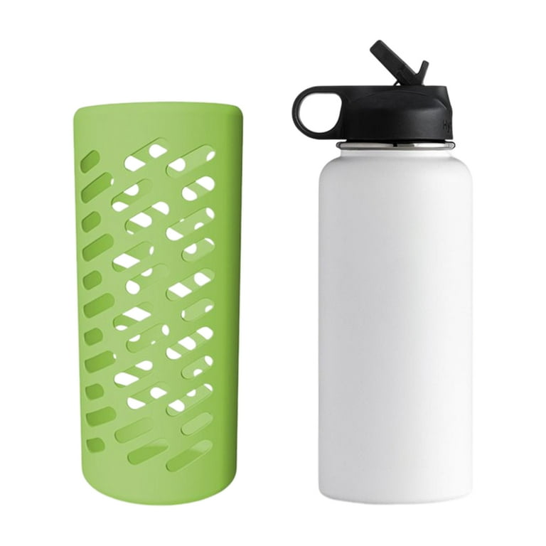 Heat-Insulated Water Bottle Cover Silicone Material Scratch Resistant for  Outing Traveling Camping Green 32OZ 