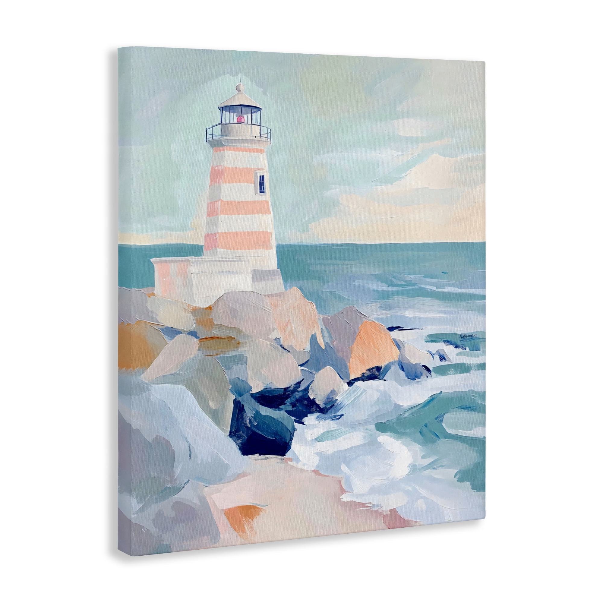 Stupell Industries Coastal Lighthouse in Pastels Canvas Wall Art, design by Creative Studio