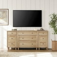 thumbnail image 2 of WAMPAT Modern TV Stand for 75 Inch TV, Dresser with 5 Drawers and 2 Doors, Wood Nightstands with Charging Station for Living Room Wood TV Console Table for 70 65 80 inch TV for Bedroom, Oak, 2 of 9