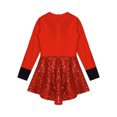 thumbnail image 4 of RUNQHUI Robe de Danse Ballet pour Filles Manches Longues Latin Samba Justaucorps Paillettes Patinage à Roulettes Rouge 6, 4 of 7