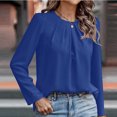 thumbnail image 2 of CHUMUD Women's Dressy Business Casual Tops, Crew Neck Pleated Long Sleeve Shirts, Office Work Blouses, Spring Fall Outfits, 2 of 5