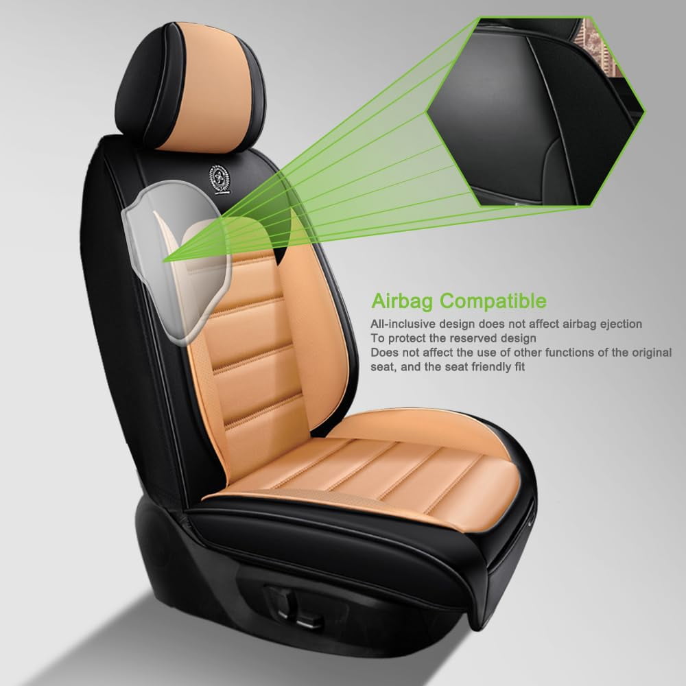 AFUNTIO Seat Covers for Nissan 99% Models,2PCS Leather Car Seat Cushions,Waterproof Car Sit Protectors,Nonslip Interior Accessories(Black and Orange)