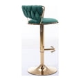 thumbnail image 5 of Bar Stool Chair Set of 2,Height Adjustable Swivel Accent Chair with Footrest,Counter Height Armchair with Weave Back,Upholstered Tufted Bar Chair with Gold Base for Living Room Dining Room Cafe,Green, 5 of 7