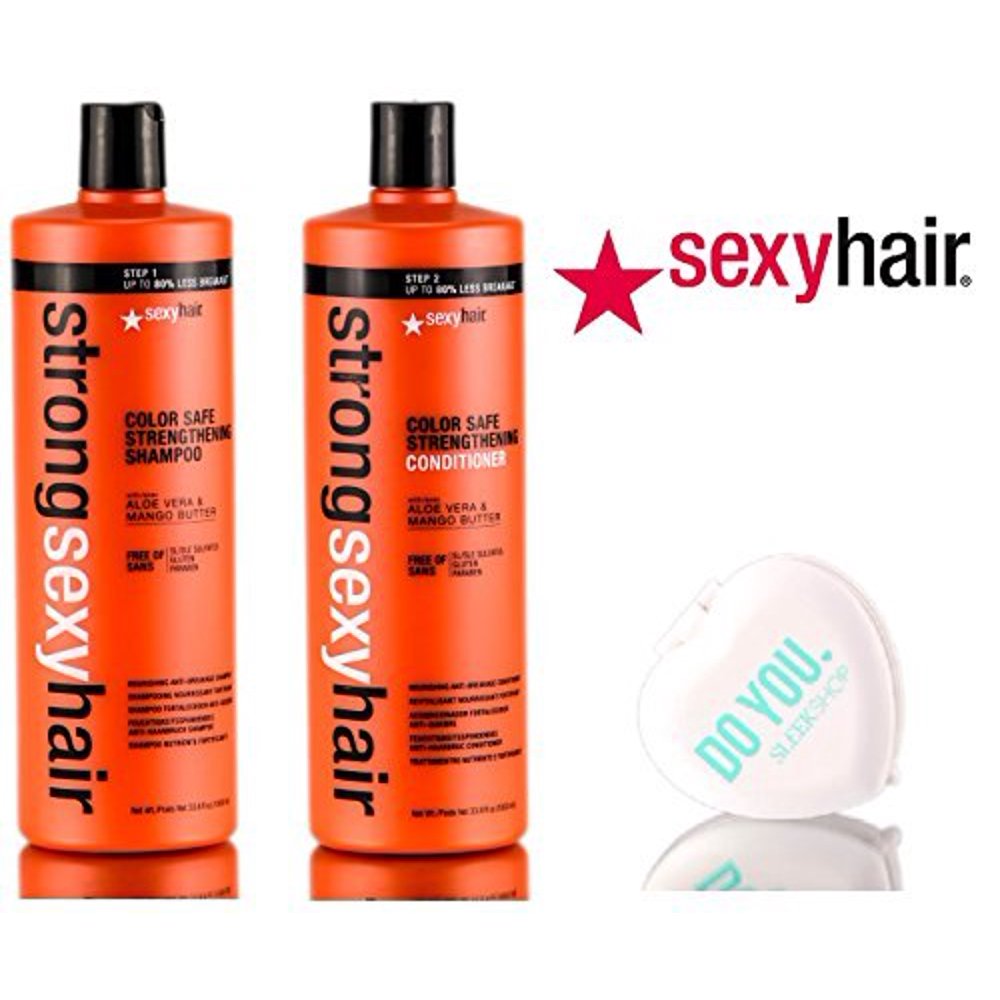 Strong Sexy Hair Color Safe Strengthening Shampoo & Conditioner DUO Set w/MIRROR 33.8 oz