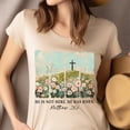 thumbnail image 4 of Christian T-Shirt He Has Risen Cross Bible Verse Matthew 28:6 Tee, Maroon, Size S, 4 of 6