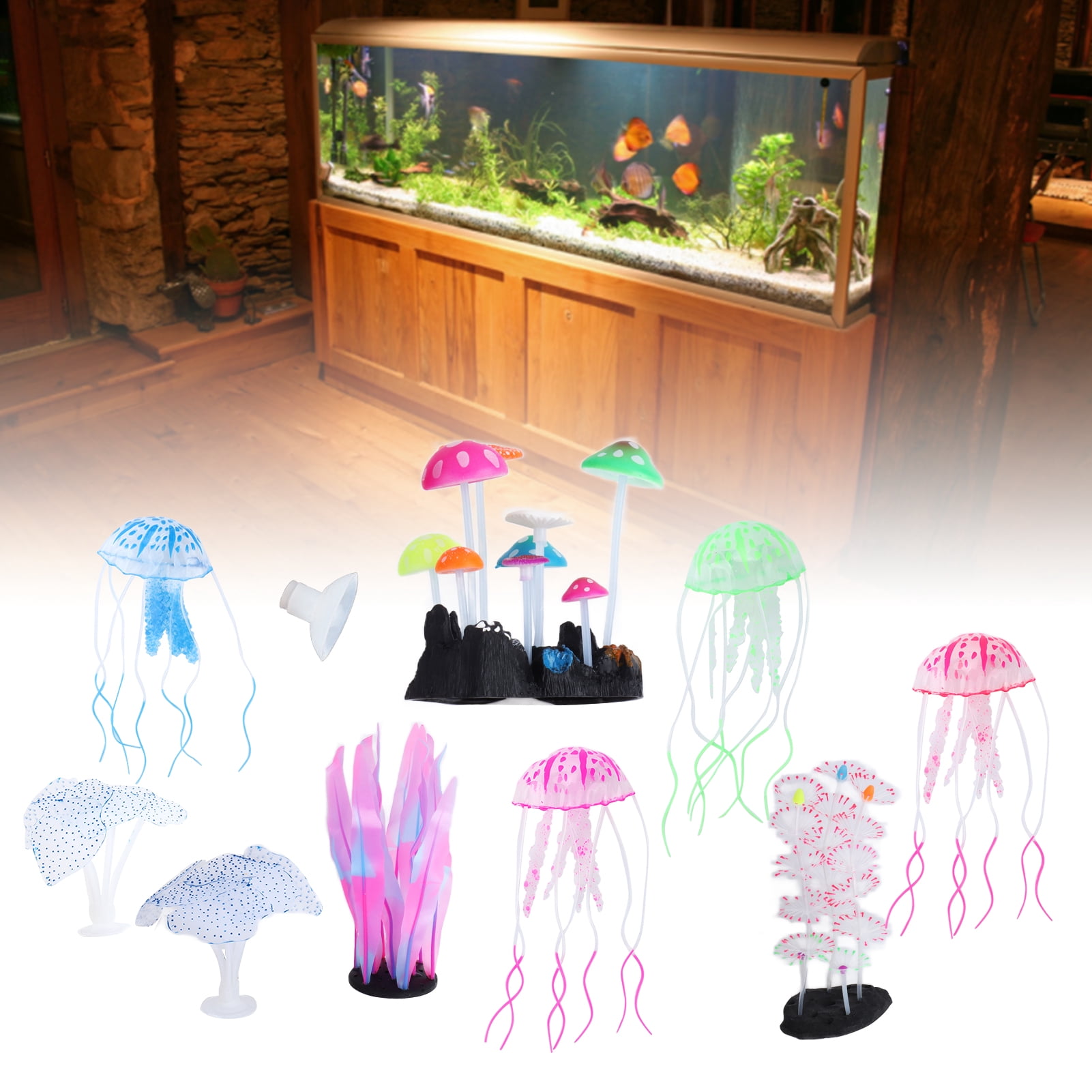 Glowing Fish Tank Decorations, Toughness Beautiful Visual Effect Fish Tank Landscaping  for Aquarium for Fish Tank