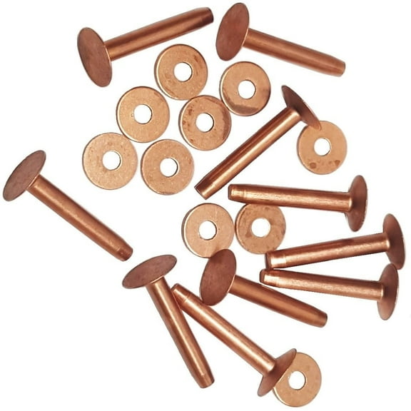 10 Pack #12 Solid Copper Rivet s And Burrs -20 Piece Total