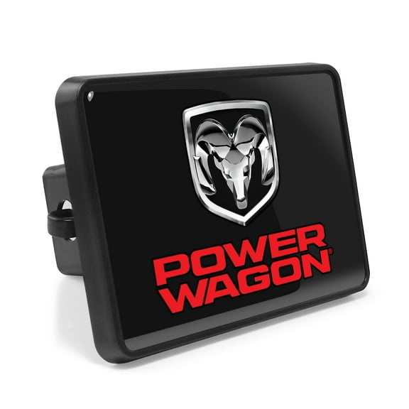 RAM Power Wagon UV Graphic Black Metal Plate on ABS Plastic Tow Hitch Cover