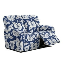 TSOVTHRID Hibiscus Floral Blue Print Loveseat Recliner Covers for 2 Seat Sofa, Soft Reclining Love Seat Slipcover, 6-Piece Stretch Reclining Sofa Covers
