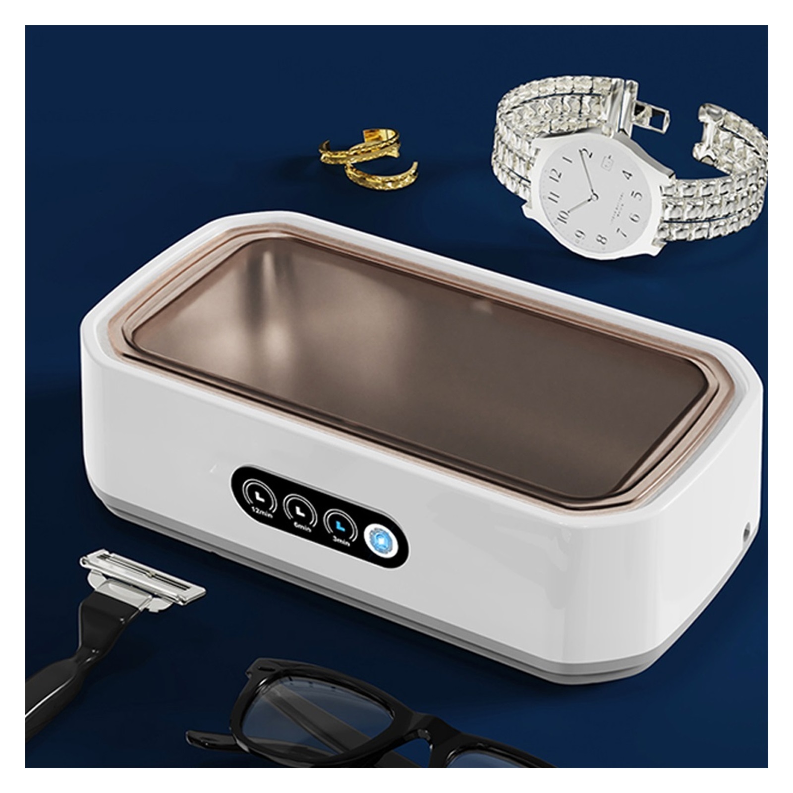 Ultrasonic Cleaner Machine Eyeglass High-Frequency Vibration Cleaning for Glasses Jewelry Denture