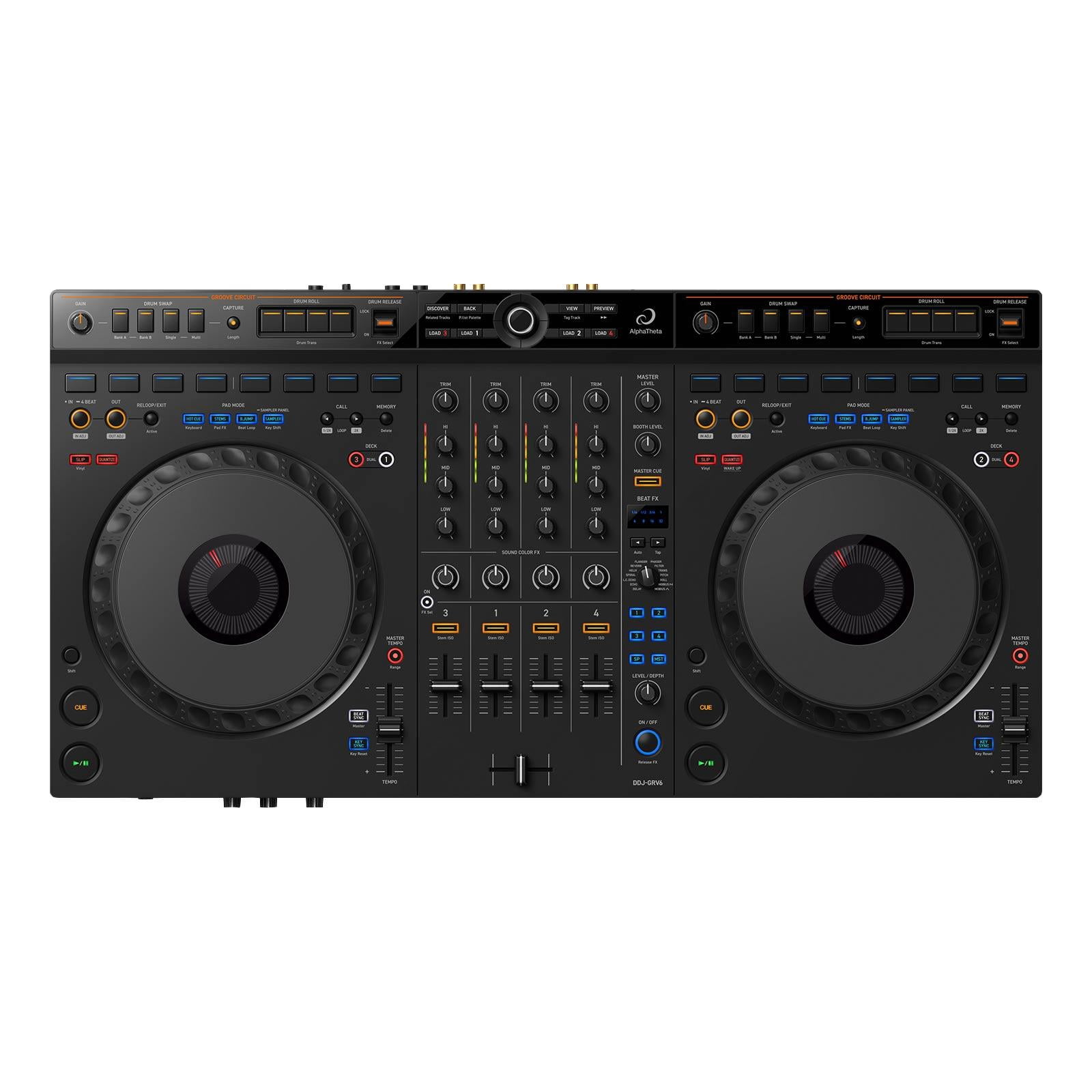 AlphaTheta DDJ-GRV6 DJ Controller w/Groove Circuit with (2) Gemini AS-2112BT Speakers Package