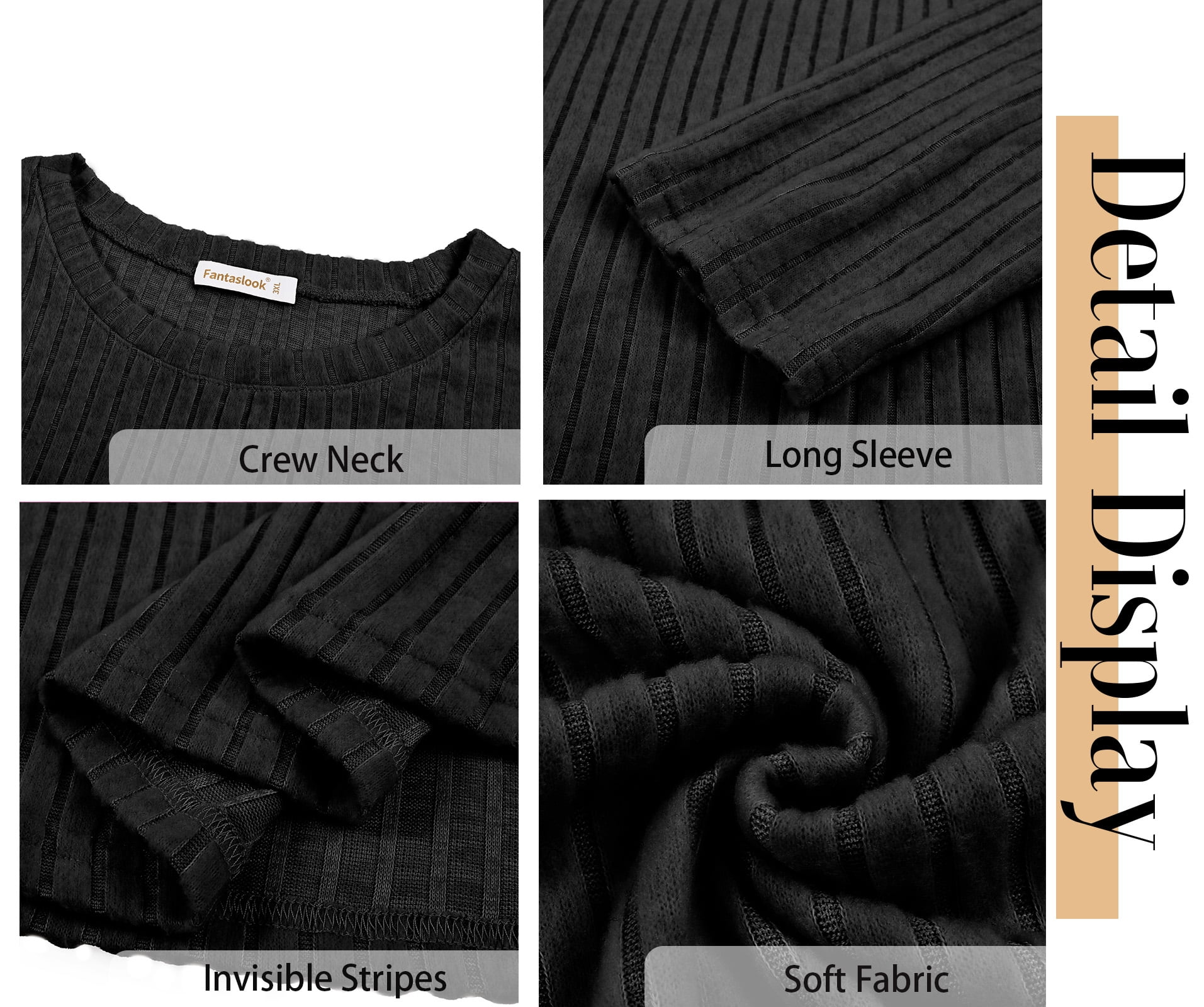 Fantaslook Long Sleeve Shirts for Women Casual Tunic Tops Dressy Crew Neck Pullover Fall Lightweight Sweaters for Women