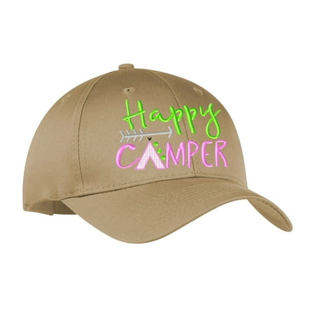 Happy Camper Hat Baseball Cap for Womens and Men Embroidered
