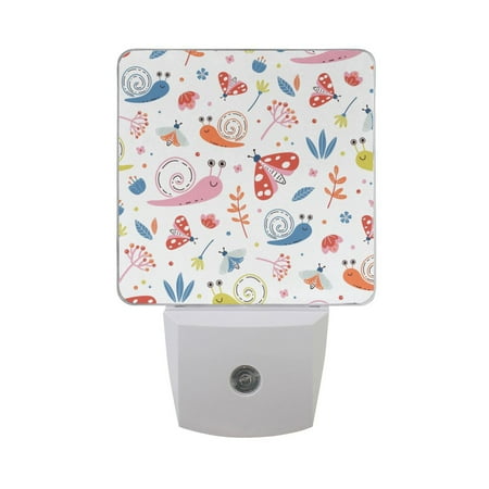 

Cute Snails and Butterfly Night Light LED Dusk to Dawn Night Lamp Auto Sensor Plug-in Nightlight for Bedroom Hallway Kitchen Set of 2