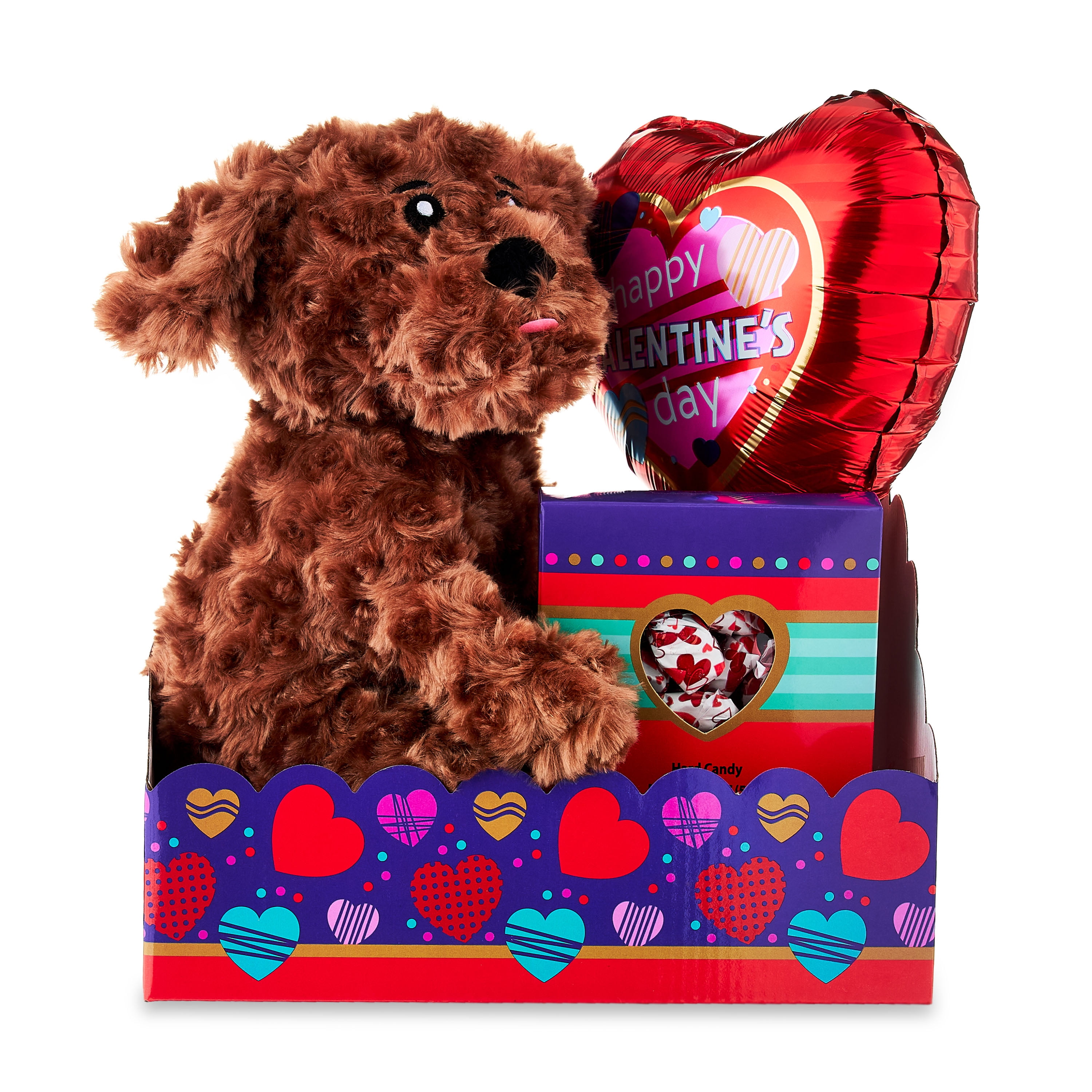 Way to Celebrate! Progressive Gifts 10" Valentine's Day Plush and Candy Dog Gift Basket
