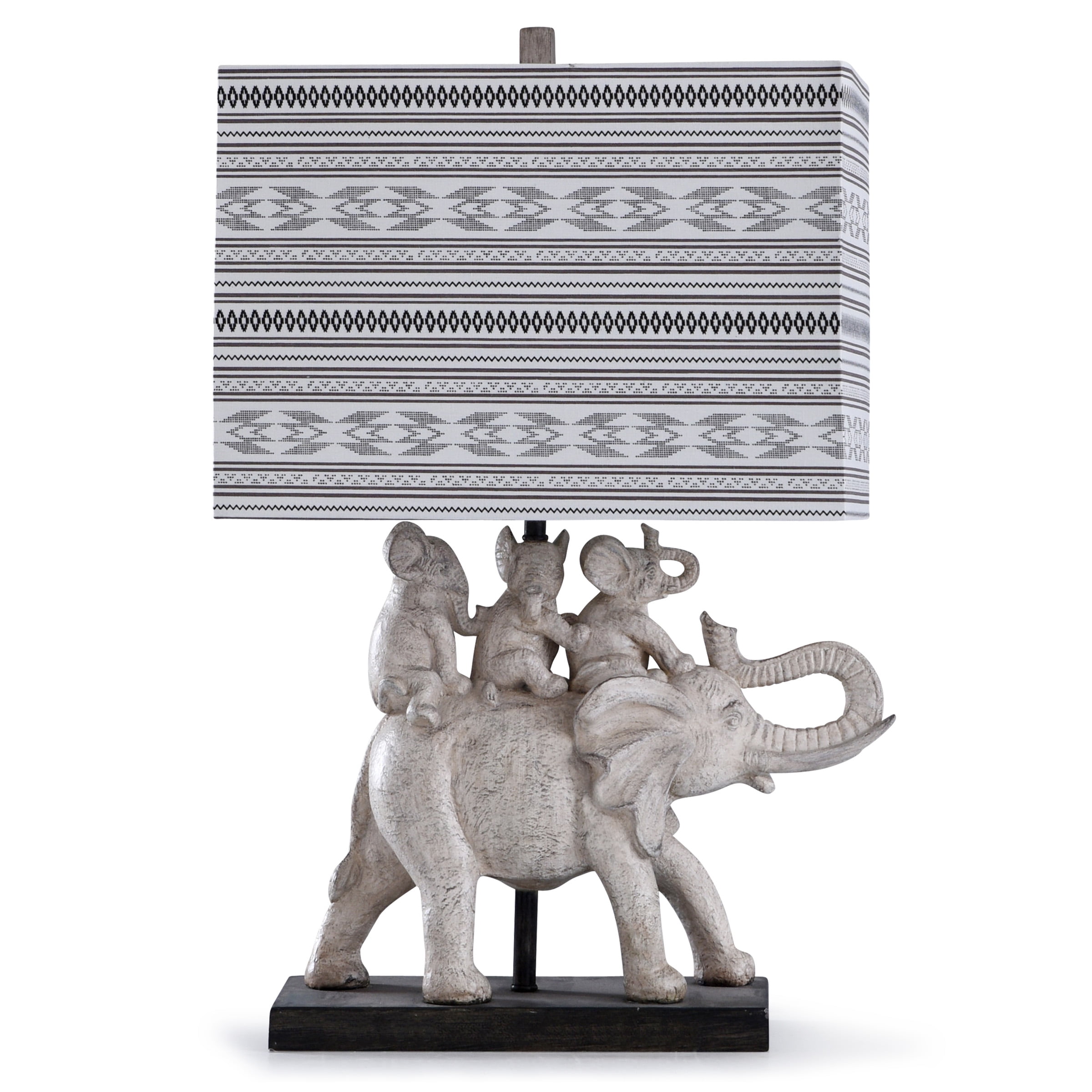 Dapple Family of Elephants Table Lamp with Rectangle Shade Gray and Brown Finish with Dapple