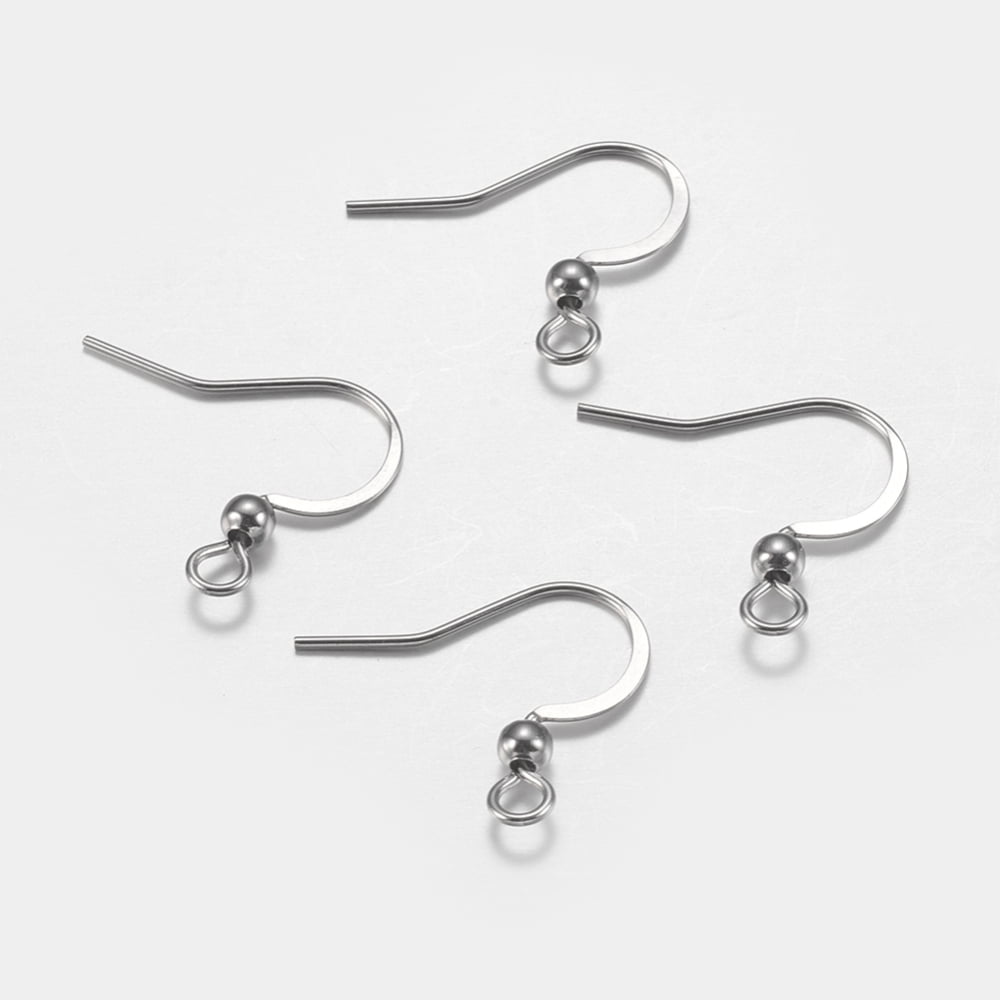 1000 pc Tarnish Resistant 316 Surgical Stainless Steel French Earring Hooks Flat Earring Hooks Ear Wire with Horizontal Loop Stainless Steel Color 16x17~19x3mm Hole: 2mm 22 Gauge Pin: 0.6mm