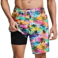 thumbnail image 2 of Ceisia Men's Vibrant Gradient Palm Tree Print Beach Shorts with Quick Dry Stretch Fabric and Anti-Exposure Liner Multicolor XL Gifts, 2 of 6