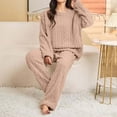 thumbnail image 3 of Sentuca Womens Pajamas Fuzzy Winter Warm Pullover and Pants Fleece Loungewear Soft 2 Piece Sleepwear Sets Khaki, 3 of 8
