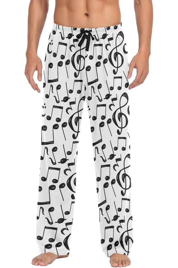 Musical Notes Pajama Pants for Men, Lounge Pants Lightweight Men Pajama Bottoms with Drawstring Pockets, Christmas New Year Birthday Gifts, Small