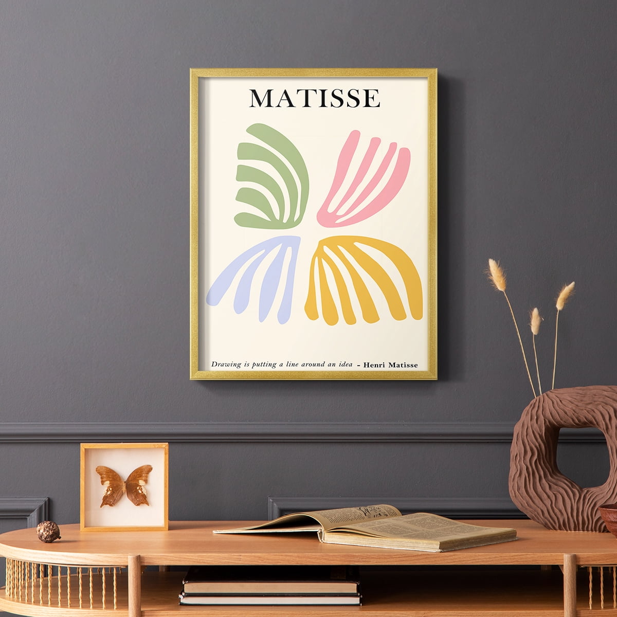 Matisse CDLXXXVIII in Gold Solid Wood Framed Print No Nail Hanging