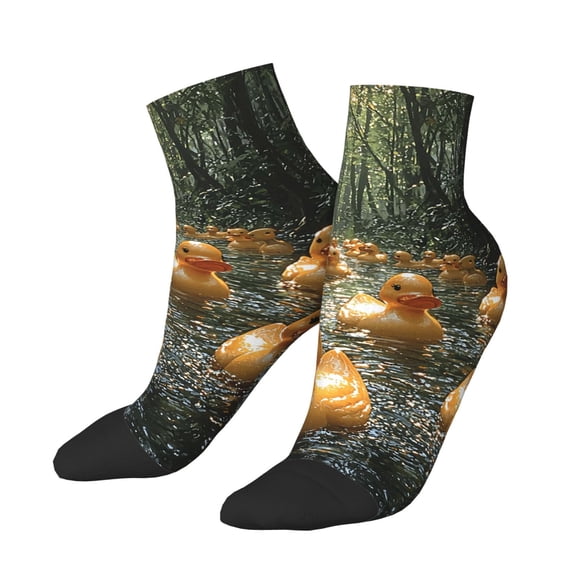 Low Cut Unisex Novelty Crew Socks Casual Ankle Socks for Men Women, Rubber Ducks
