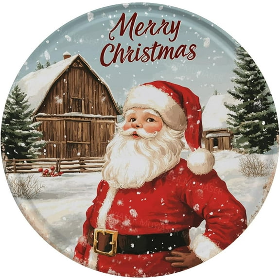 Round Metal Sign Skull Christmas Retro Metal Tin Sign Vintage for Winter Wreath Home Yard Garden Bar Cafe Decor 8 Inch