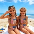 thumbnail image 6 of 4th of July Girls Swimsuits Size 10-12 Two Piece Sets Swimming Bikini Set Beach Vacation Bathing Suits Summer American Flag Stars Striped Girls Clothes Tankini Swimsuits Swimwear Pink 5-6 Years, 6 of 8