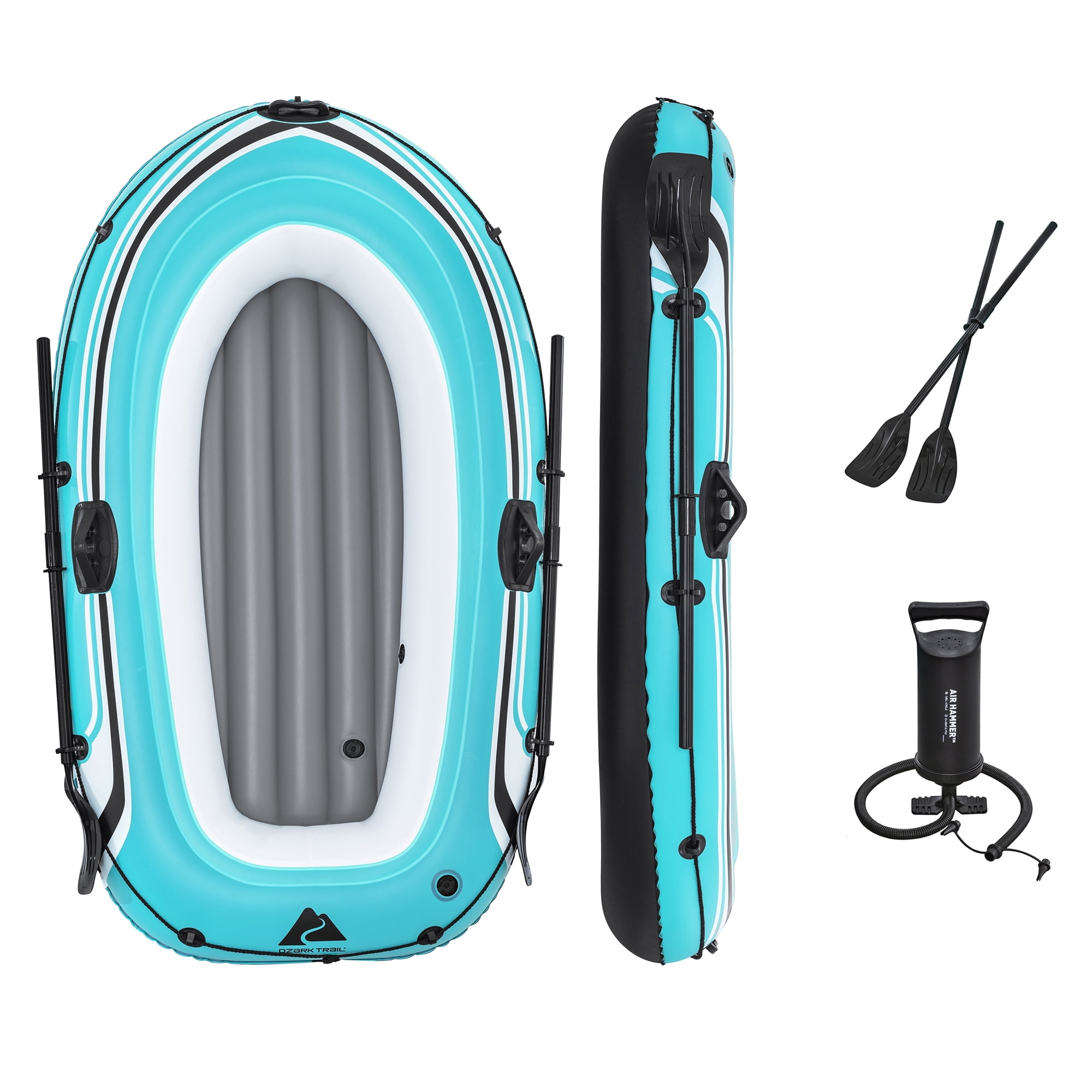 (2 pack) Ozark Trail 77 in. x 40.16 in. Recreational 2 Person PVC Inflatable Raft, 353 Maximum Load Weight