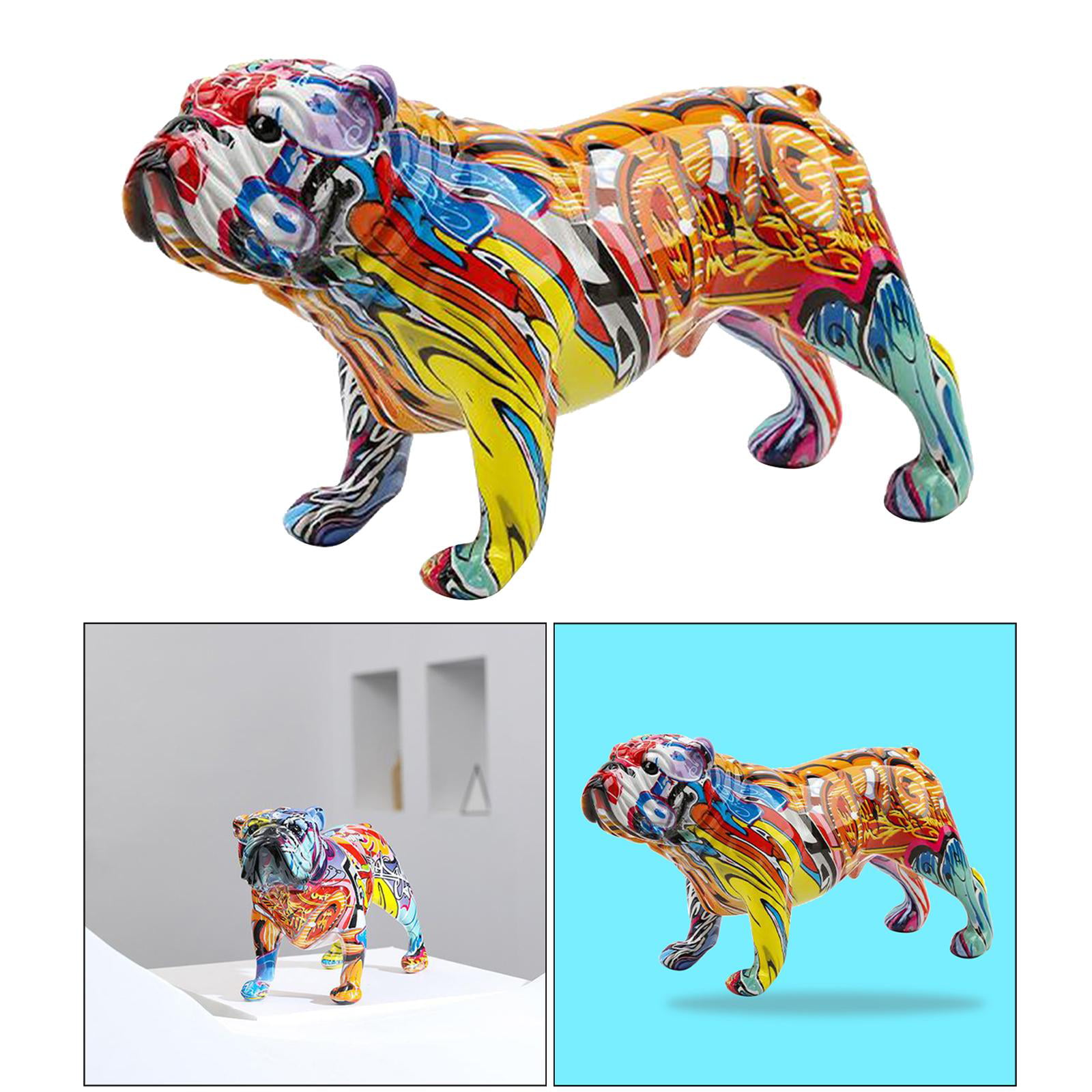 Hand Painted Bulldog Sculpture Dog Figurine Ornament Home Decoration Gift A 