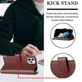 thumbnail image 4 of Funda con tapa estilo vintage para iPhone 13 Pro Max, ranura para múltiples tarjetas, protección total, estilo retro, material PU+TPU, 4 of 5