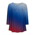 thumbnail image 4 of RXIRUCGD T-shirt Imprimé Décontracté d'Été pour Femmes Manches Trois-Quarts Col Rond Froncé Blouse, Rouge, Taille : m, 4 of 4