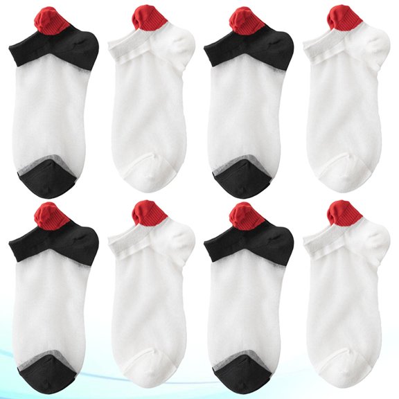 LOLIPPYY 4 Pairs Women's Breathable Cotton Mesh Socks with Heart Design, Soft Comfortable Socks in Multiple Assorted Colors