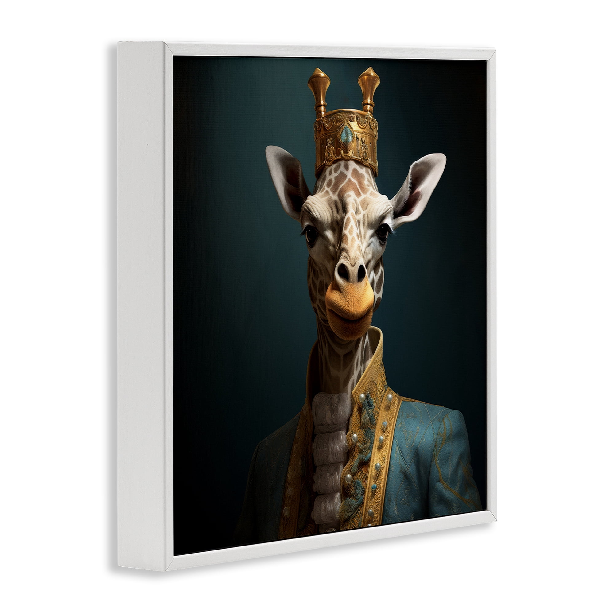 Stupell Industries Giraffe Gaze in Regal Crown White Framed Giclee Art, design by Lazar Studio